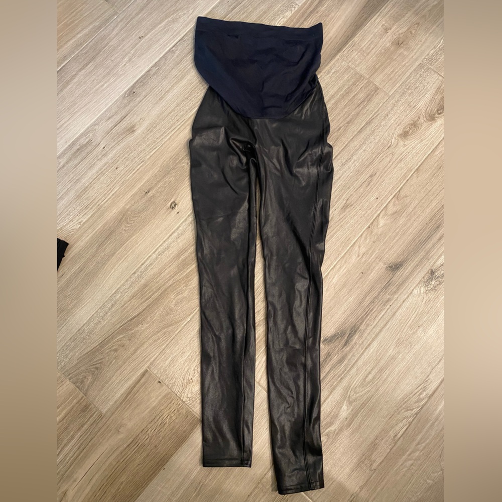 Spanx mama faux leather leggings